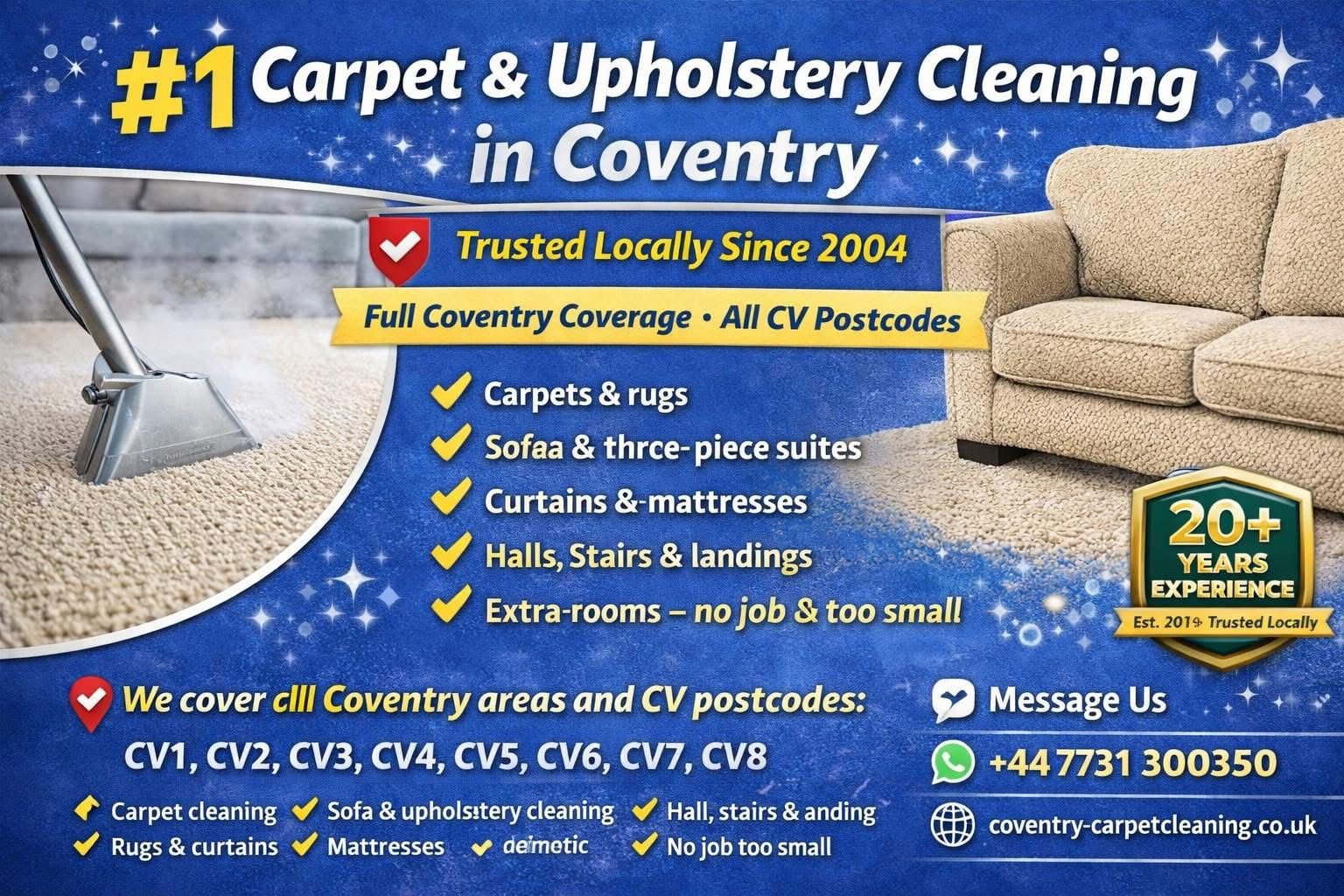 Commercial carpet cleaning at a Coventry business premises